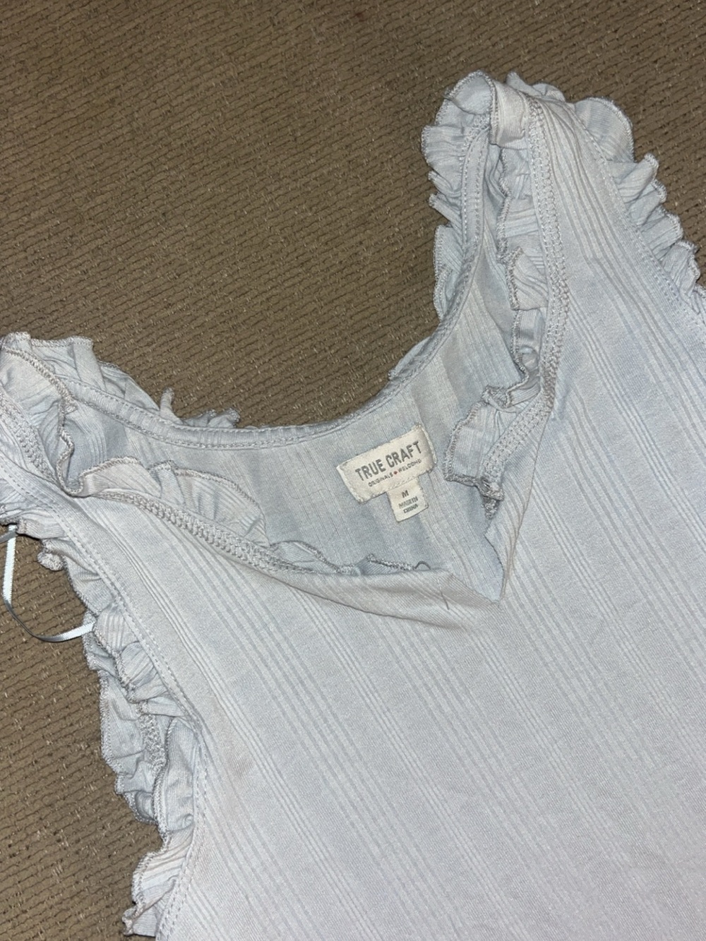 True Craft Pale Blue Ruffle-Trim Ribbed Tank - Picture 2 of 2